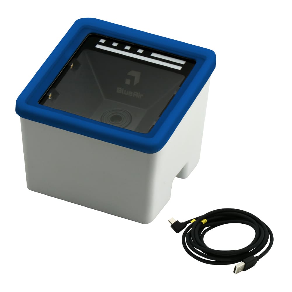 BlueAir eTicket コードリーダ BLUEAIR-E-BTB-FBL USB/Bluetoothインターフェイスモデル 充電池搭載 ブルーラバーフレーム装着モデル