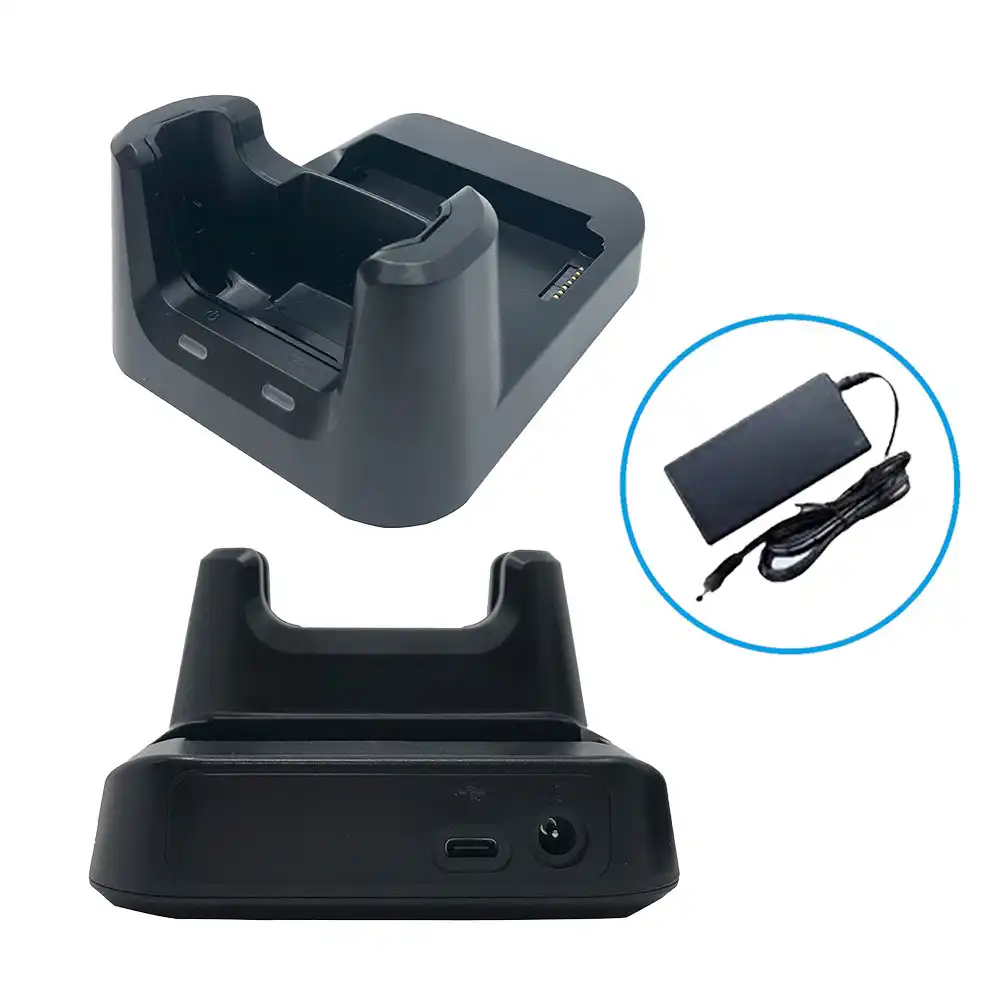 1スロット USB クレードル、スペアバッテリスロット付属、電源アダプタ付属、電源コード付属